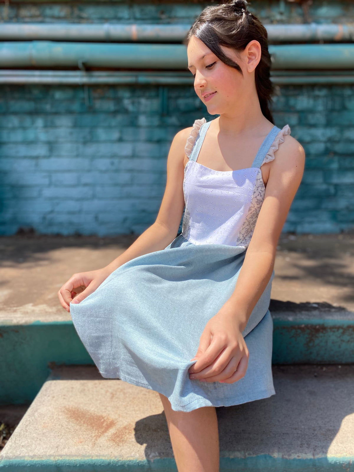 Vestido Celeste 2 y 12 años
