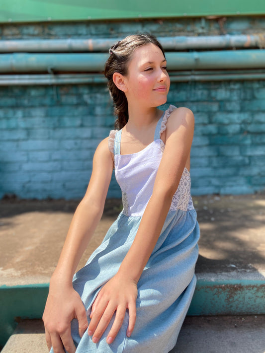 Vestido Celeste 2 y 12 años
